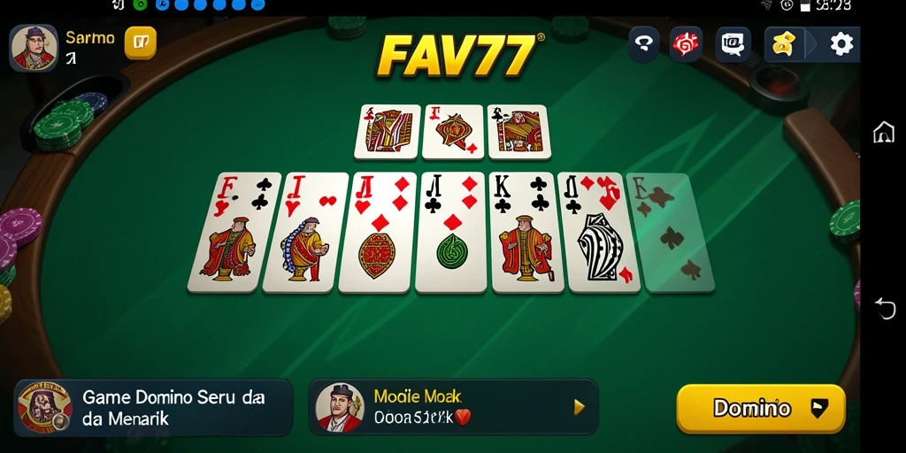 Antarmuka permainan Domino FAV77 yang menarik dan interaktif.
