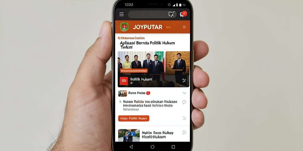 Antarmuka pengguna JOYPUTAR menampilkan berita politik dan hukum terbaru.
