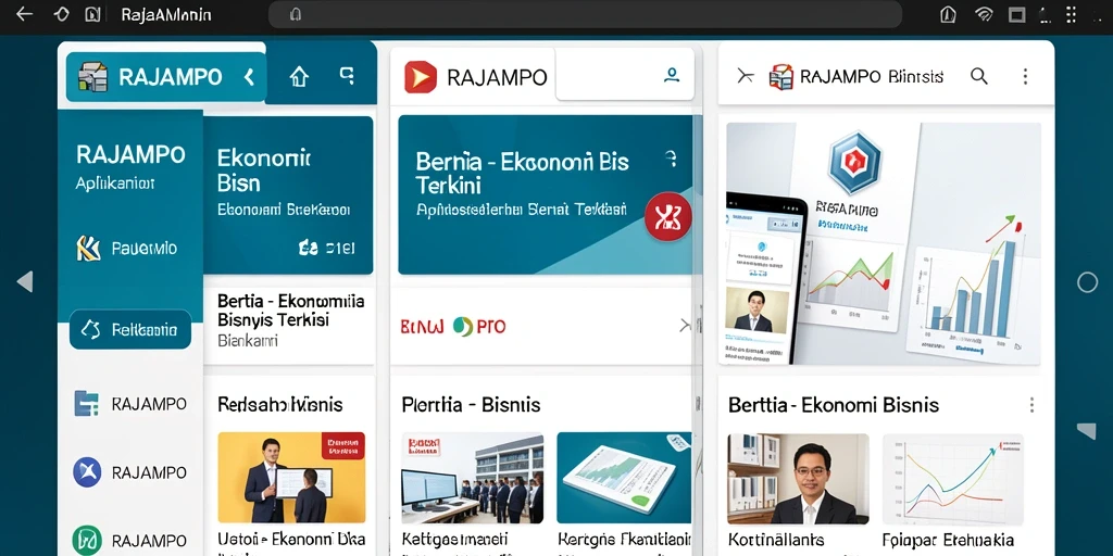 Antarmuka pengguna RAJAMPO dengan berita ekonomi terkini.