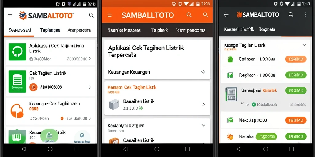 Tampilan antarmuka aplikasi Cek Tagihan Listrik SAMBALTOTO.